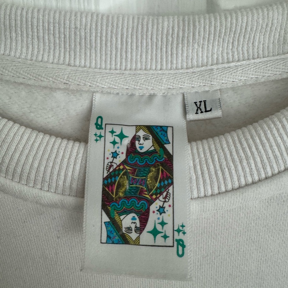 QUEEN OF SPARKLES White Sweatshirt with Champagne Bottle Design - Picture 6 of 6